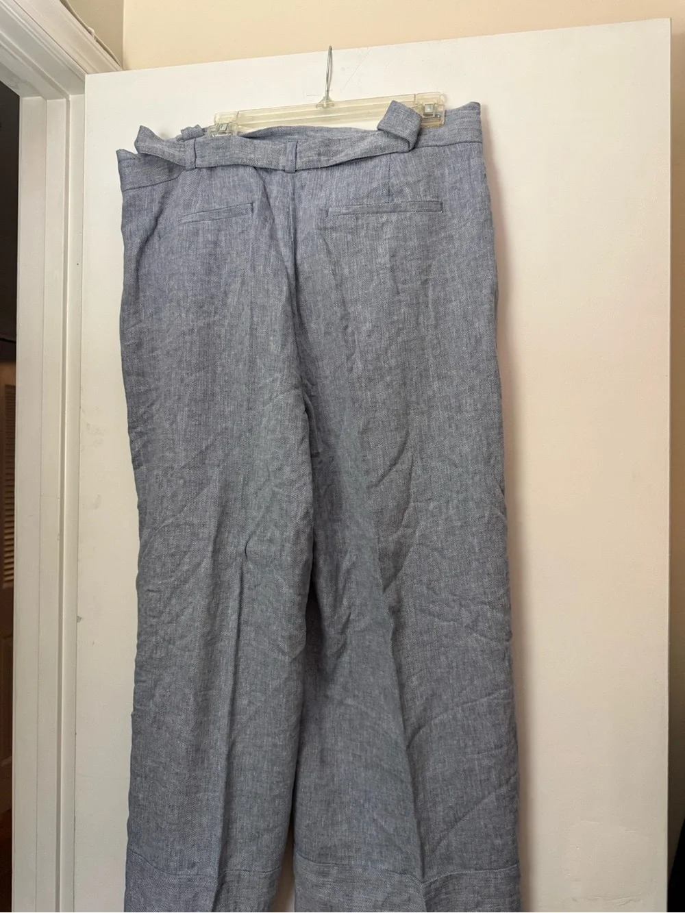 Banana Republic Light Blue Linen Wide-Leg Pants with Tie Waist
